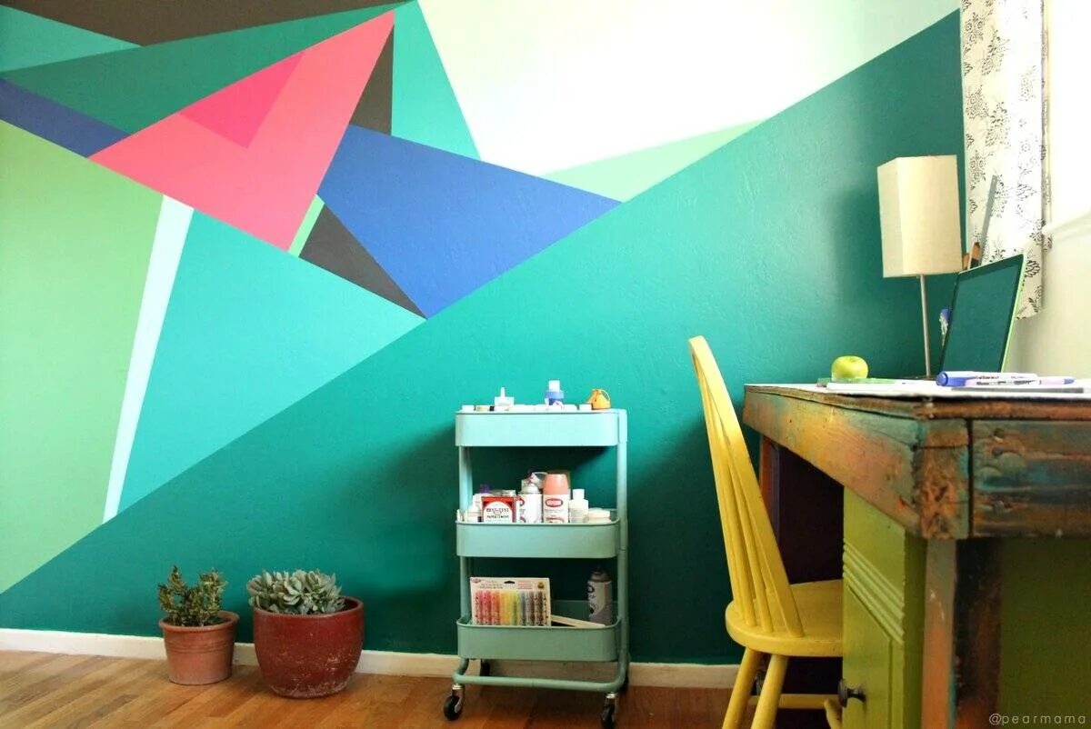 Крашеные стены. Оригинальная покраска стен. Дизайнерская окраска стен. Разноцветная окраска стен. Разноцветные стены.