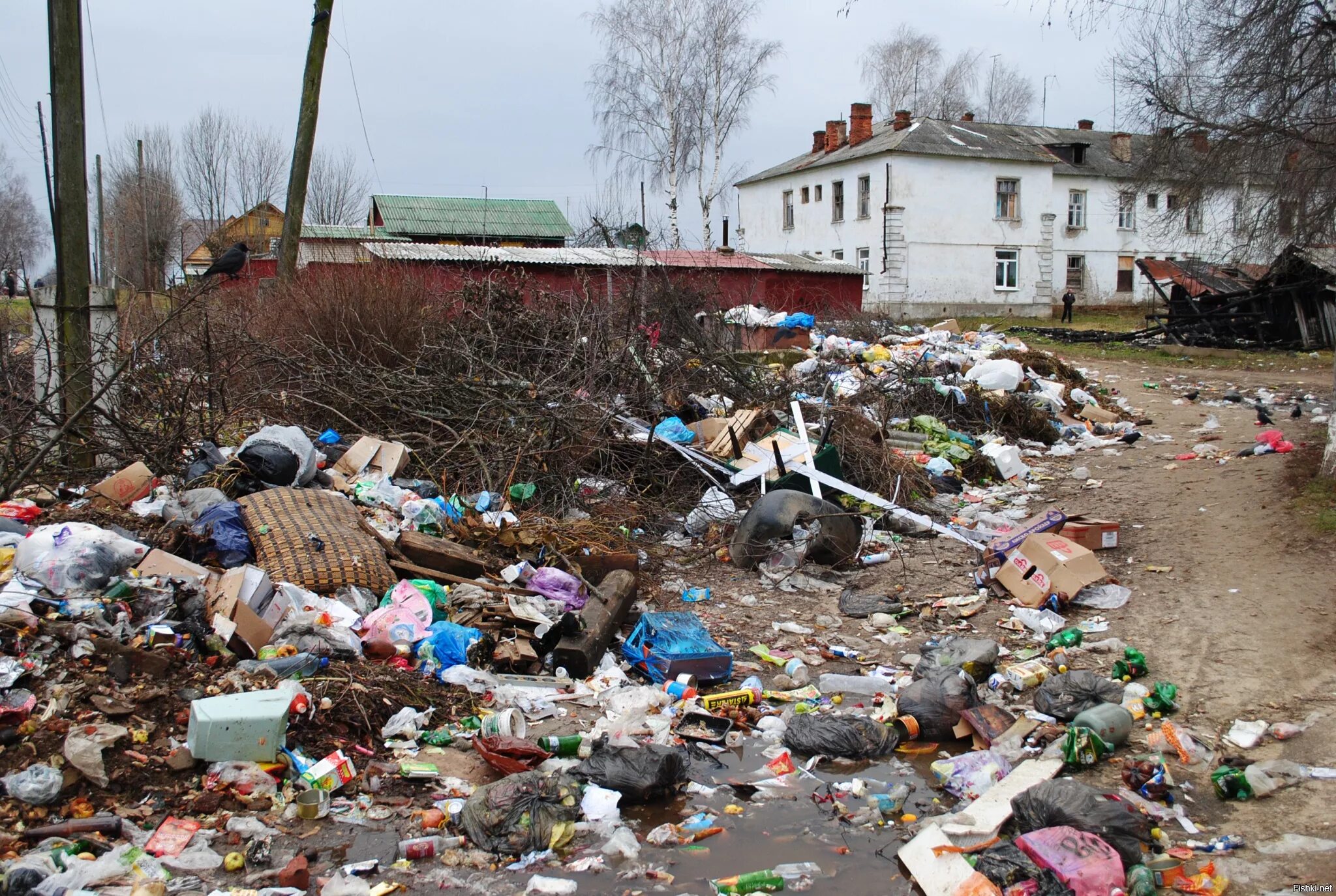 Загрязнение города мусором.