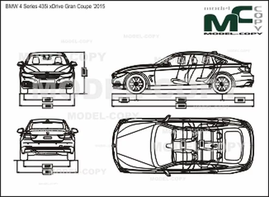 BMW M8 Coupe 2019 Blueprint - Download free blueprint for 3D modeling Car drawin