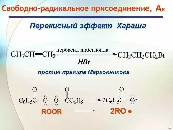 Реакции присоединения правило марковникова