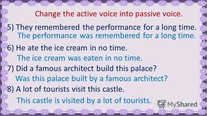 Пассивный залог в английском языке. Pass into. Change the following sentences into passive. Passive voice упражнения. Active into passive.