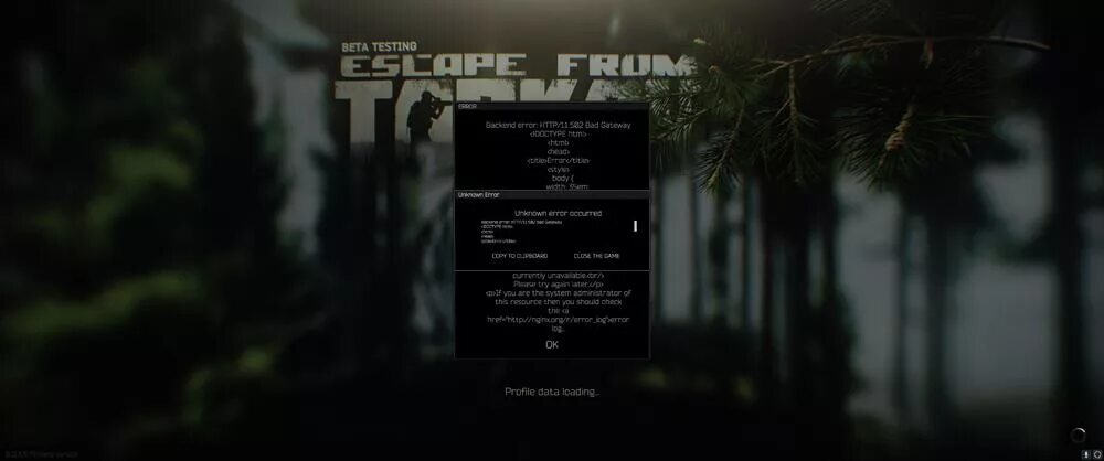 Тарков синий экран. Escape from Tarkov загрузочный экран. Тарков backend Error. Экран смерти Тарков. Escape from Tarkov главное меню.