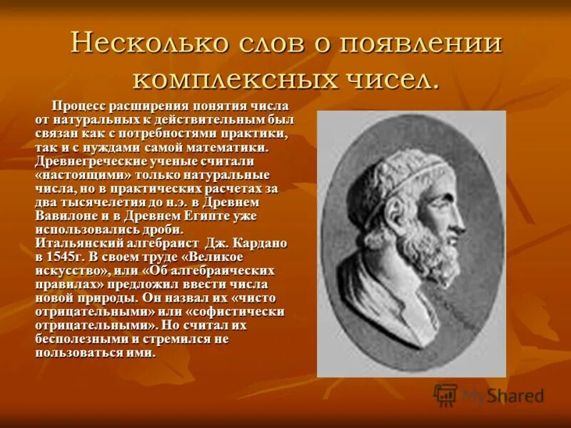 История возникновения комплексных чисел. История возникновения комплексных чисел