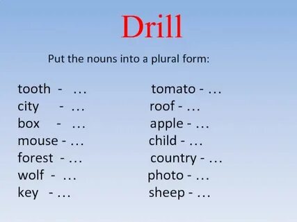 Put the words in plural