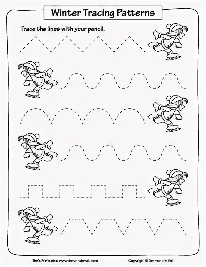 Try to trace. Winter tracing for kids. trace winter for kindergarten. trace patterns. motor skills activities.