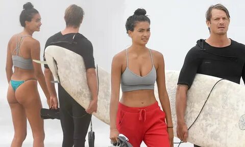 Kelly Gale Wears A Sexy G String Bikini As She Accompanies Her Boyfriend Jo...