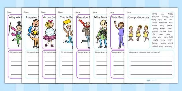 Character description. Character and personality упражнения для 4 класса. charlie and the chocolate factory worksheets. vocabulary of charlie and the chocolate factory.