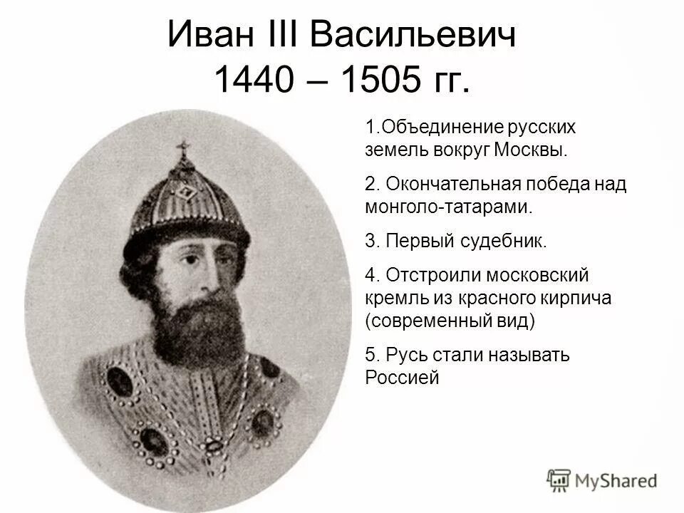 Биография ивана 3. Иван III Васильевич (1440 - 1505). Великий князь Московский Иван 3. Князь Иван III Васильевич (1440-1505 ) — Объединитель земель русских. Иван 3 Васильевич годы правления.