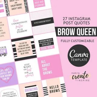 Canva Templates Brow Queen Quotes Eyebrow Instagram Post Etsy