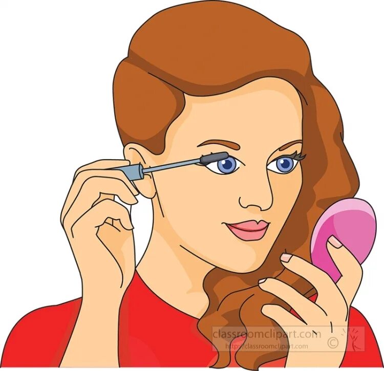 Put my make up on. Девушка с косметикой рисунок. put on makeup. put on make up clipart. put on cartoon.
