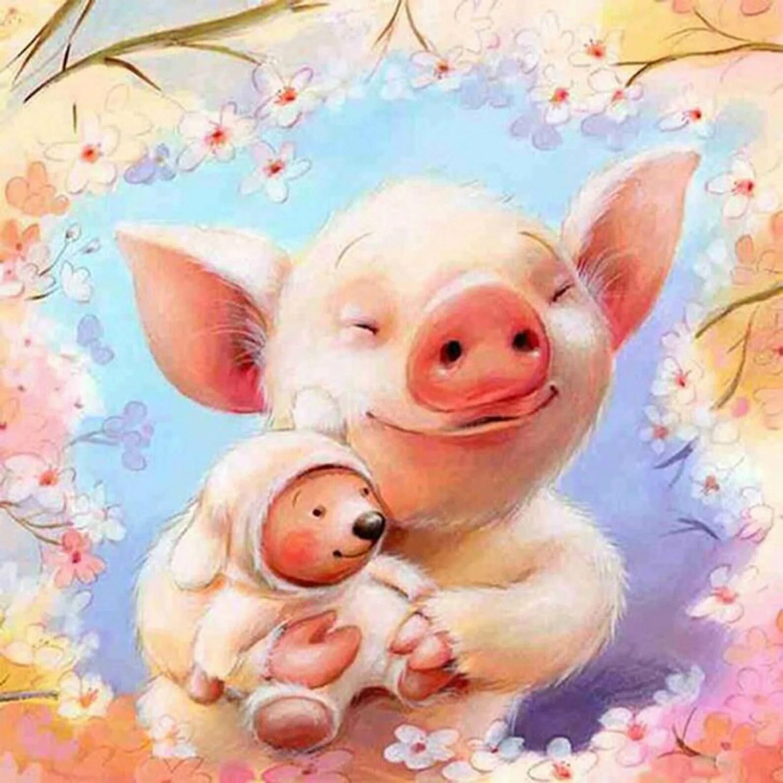 Днем рождения свинка. Поросенок. Красивый поросенок. Обои со свинками. Свинка картина.