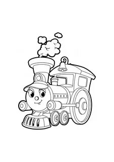 Funny little train with eyes - Razukraski.com