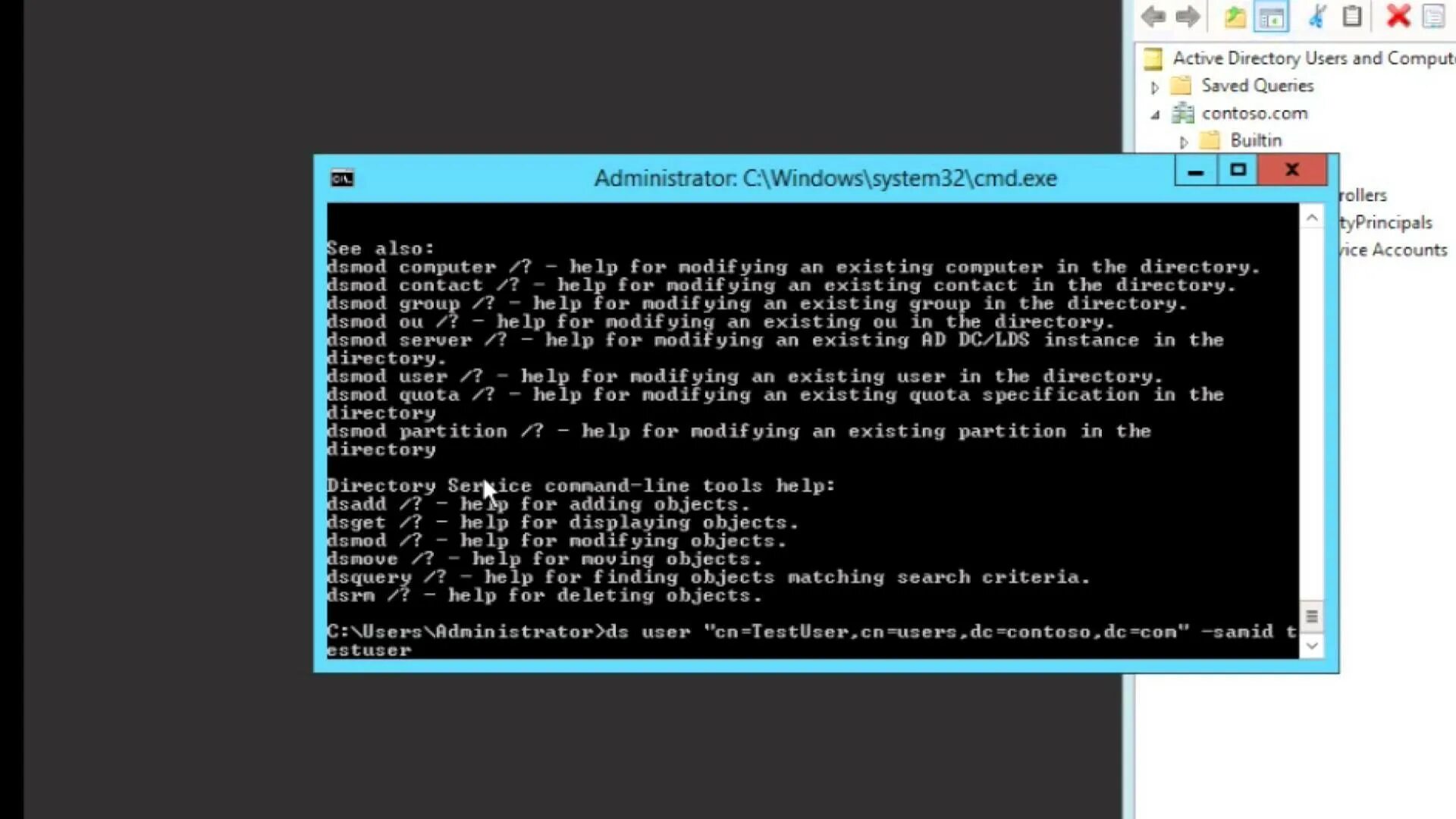 User is not exists. Dsadd windows server. dsadd. stuser.