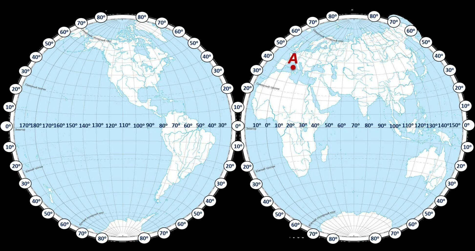 Меридианы Западного полушария. Карта с меридианами. Параллели на карте полушарий. Карта с географическими координатами.