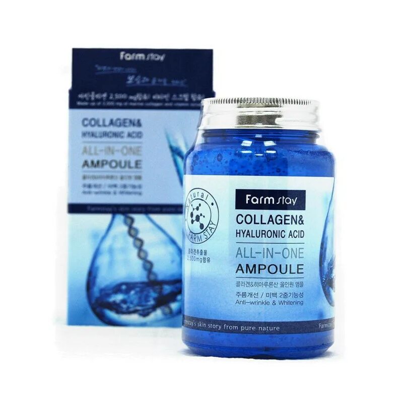 Farm stay сыворотка для лица Collagen & Hyaluronic acid all in one Ampoule, 250мл. Ампульная сыворотка Farmstay "Collagen & Hyaluronic acid all-in-one Ampoule" 250. Ампульная сыворотка Farmstay Collagen Hyaluronic acid. Farmstay сыворотка с гиалуроновой кислотой и коллагеном. Сыворотка коллаген корея