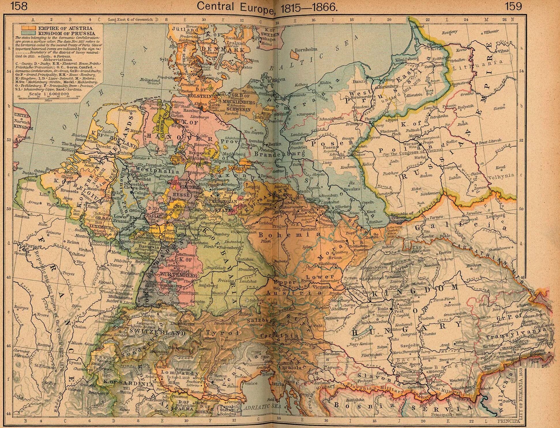 Карта Германии в 1815 году. Германские земли в 18 веке карта. Карта центральной Европы 1866 год. Пруссия 1812 карта.