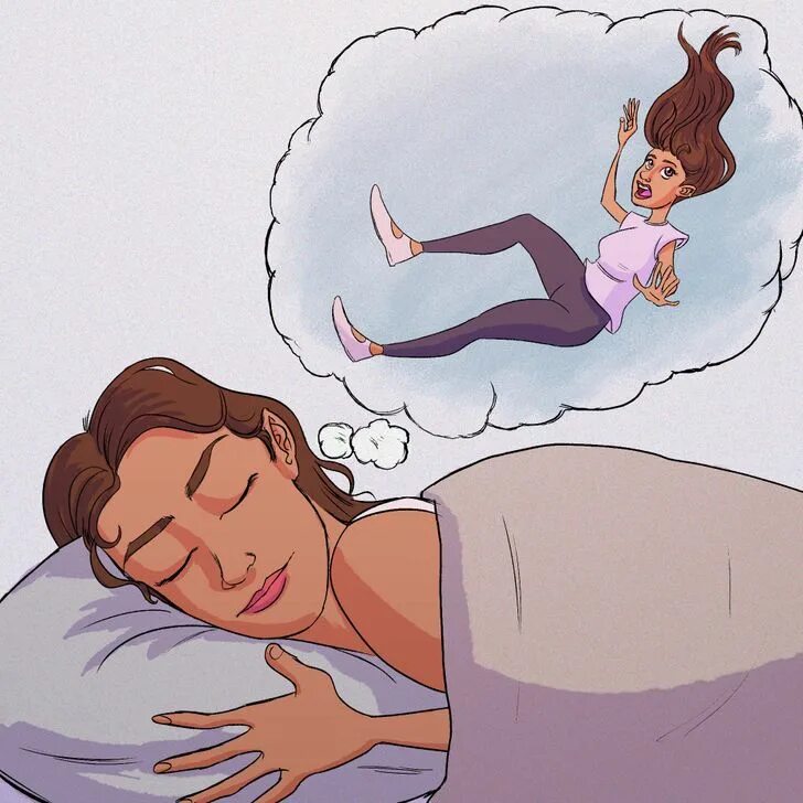 1 when you to sleep. Падение во сне. Чувство падения во сне. Сон человека. Сон иллюстрация.