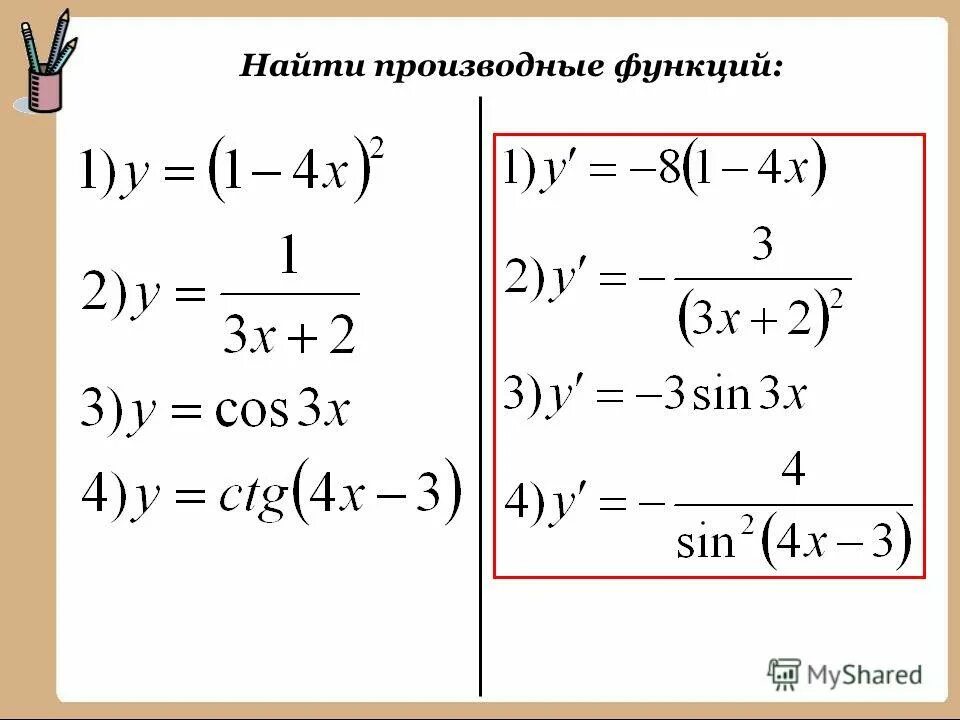 Как решать производную функции. Как решать производные производные. Как находить производную с решением. Как найти производную функции.