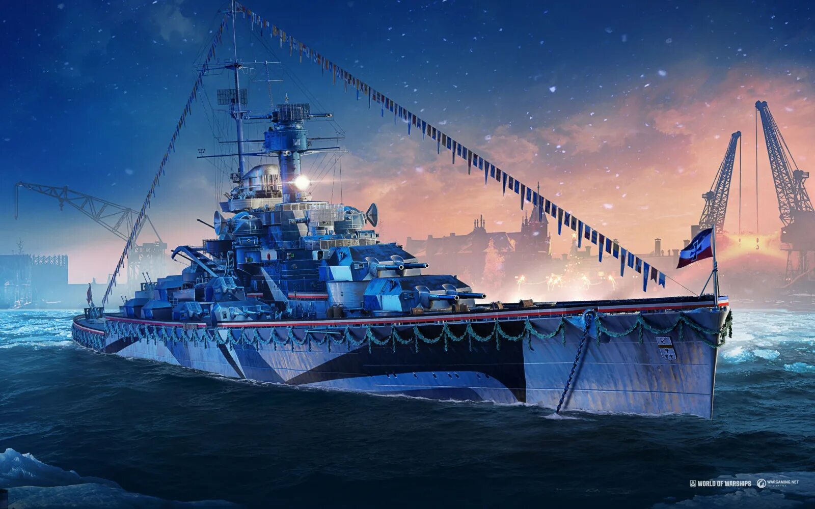 Wargaming warships. World of warships верфь. варгейминг корабли. новогодний корабль. world of warships обои.