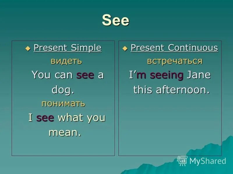 Present simple cook глагол. Глагол see в present Continuous. See в презент Симпл. Глаголы present simple и present Continuous. See в present Continuous и present simple.