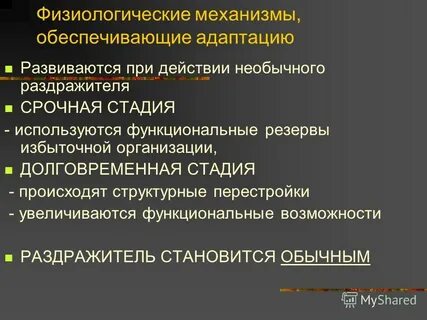 Понятие механизмов адаптации