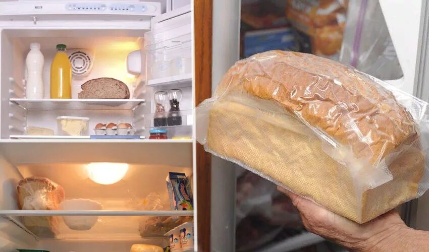 There is bread in the fridge. Хлеб в холодильнике. Хлеб в морозилке. Хлеб в заморозке. Морозильные камеры для хранения хлеба.