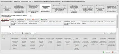 Номер реестровой записи источника дохода