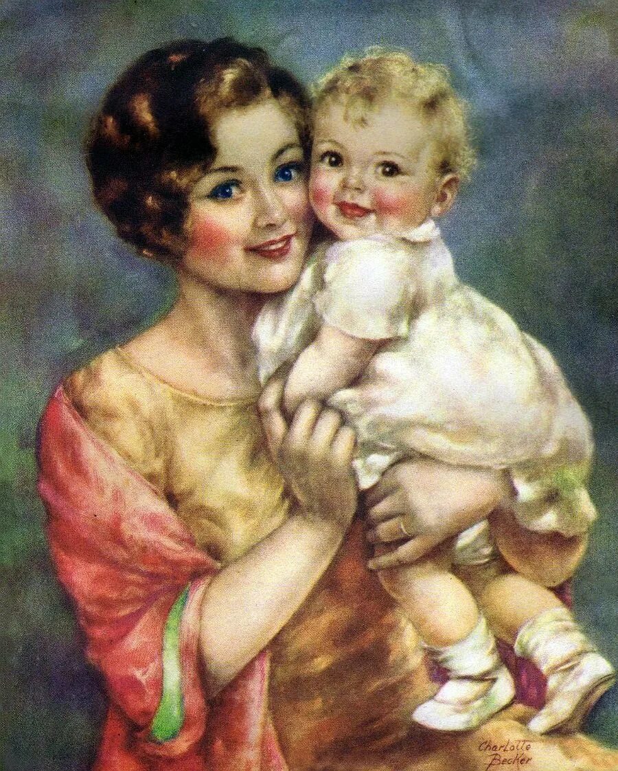 День матери малыши. Образ матери. Винтажные открытки мама с ребенком. Образ матери в живописи.