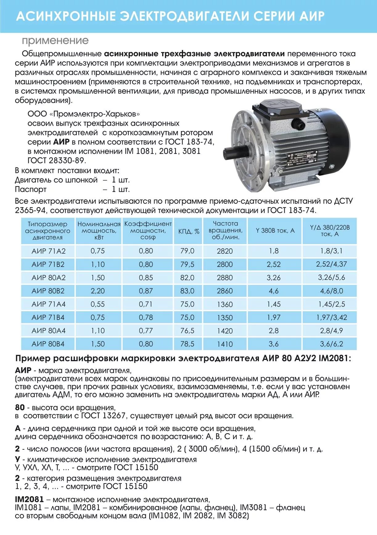 Максимальный ток электродвигателя. Асинхронный двигатель марки 4ан180м2у3.