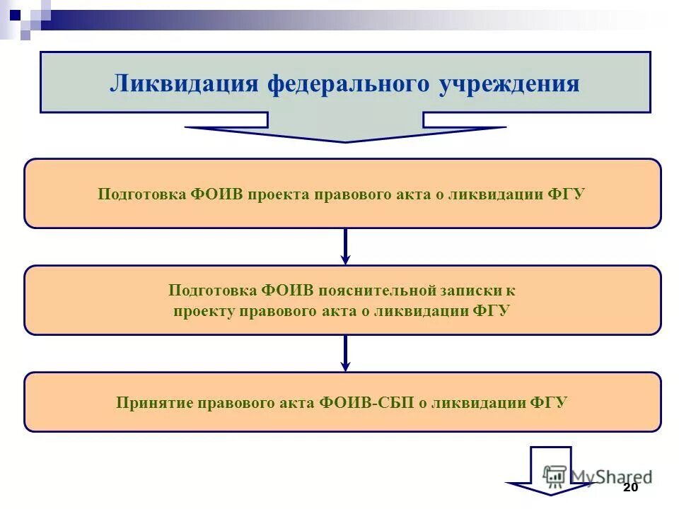 Реорганизация государственных органов в 1957. Ликвидация учреждения. 15. Особенности ликвидации автономного учреждения. Правительство руководит деятельностью федеральных органов.