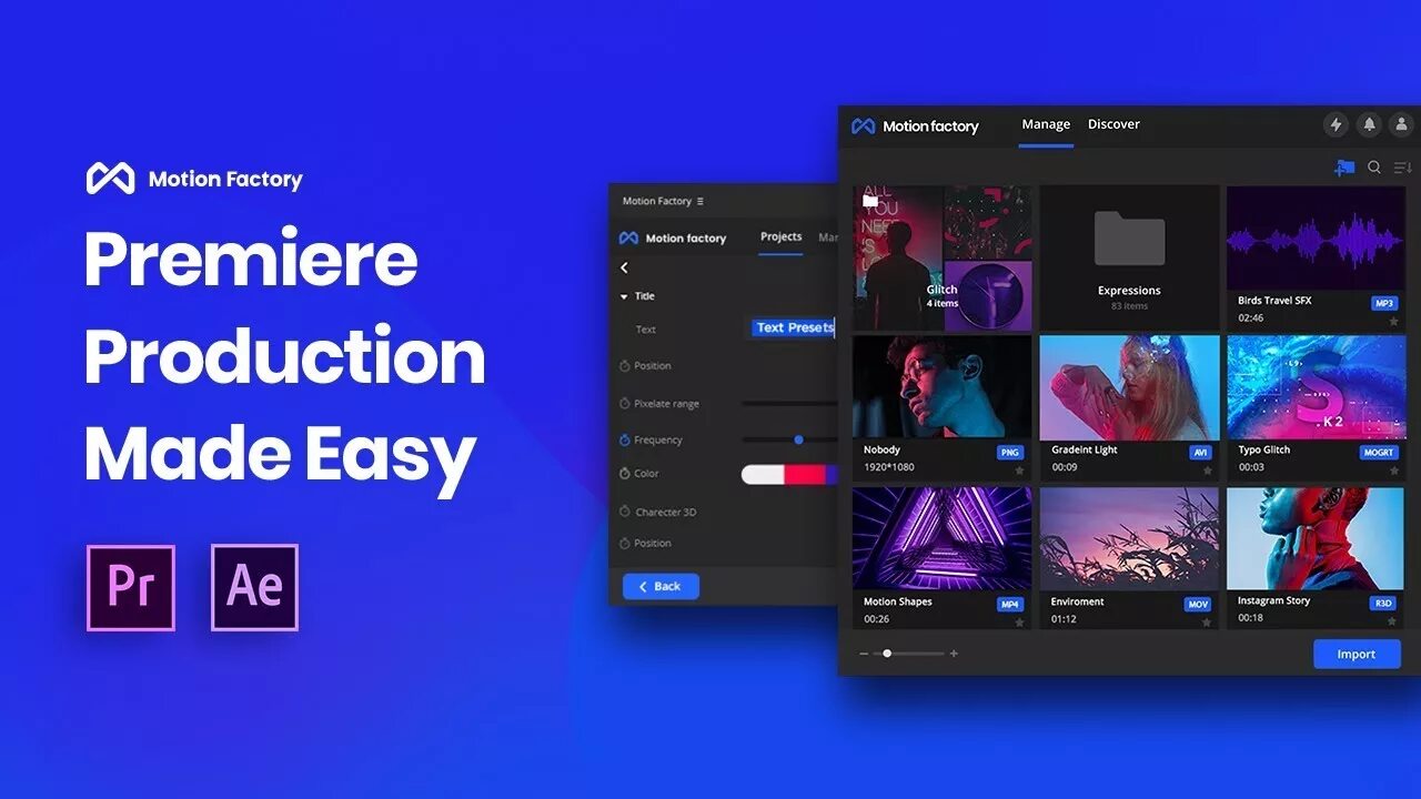 Motion factory. Motion factory after effects. motion factory classic. after effects premiere pro.