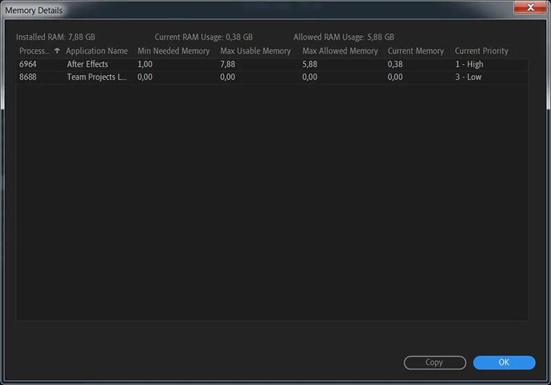 Installed memory. Installed memory