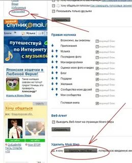 Как удалить страницу в моем мире