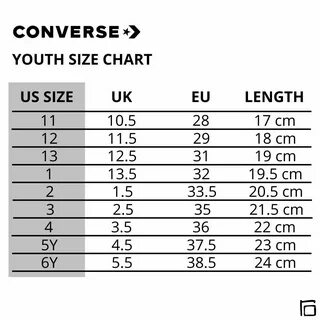 Converse размерная сетка