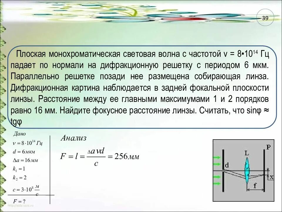 Расстояние между первыми двумя максимумами. Плоская монохроматическая световая волна. Дифракционная решетка волны. На дифракционную решетку с пе. На дифракционную решетку падает.