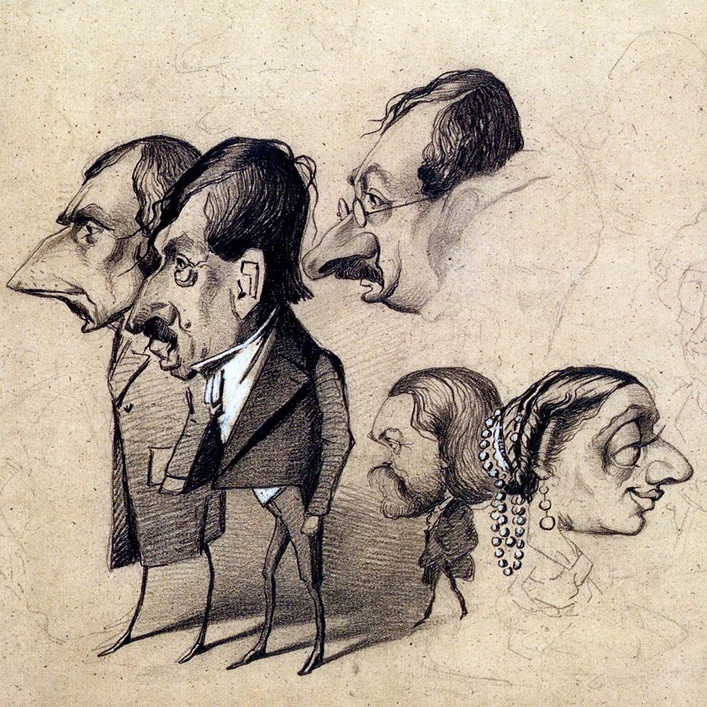 Карикатуры Клода Моне в 15 лет.