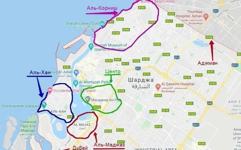 Как выглядит карта дубая Популярные маршруты в Дубае
