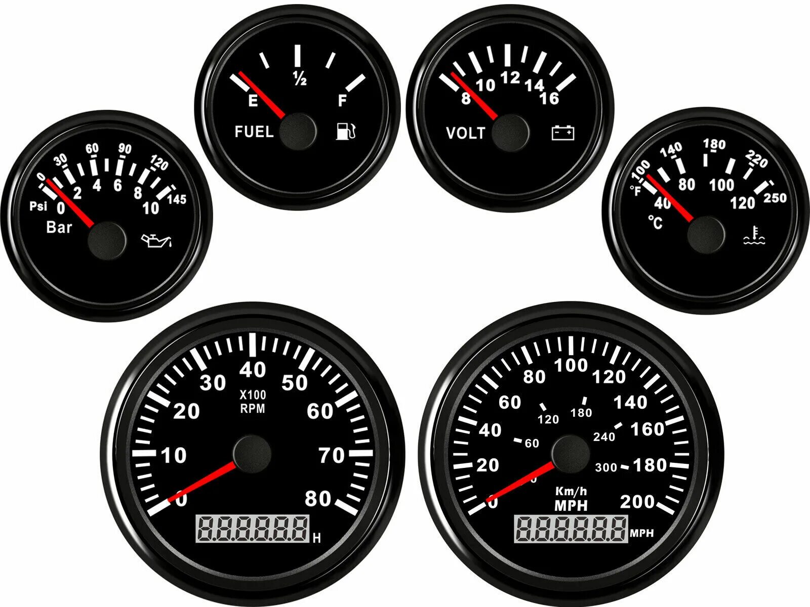 Speedometer 120km/h. Измерительные приборы для автомобиля. GPS-спидометр аналоговый. 6 Gauge. Тахометр давление масла