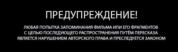 Любые совпадения случайны. Предупркждениеперед фильмом. Предупреждение о нарушении авторских прав.