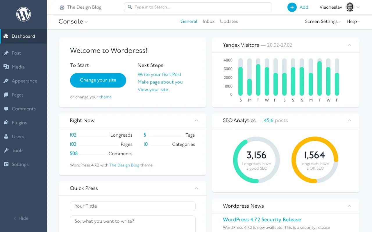 Make dashboard. Wordpress dashboard. вордпресс интерфейс. интерфейс плагина. дашборд дизайн.