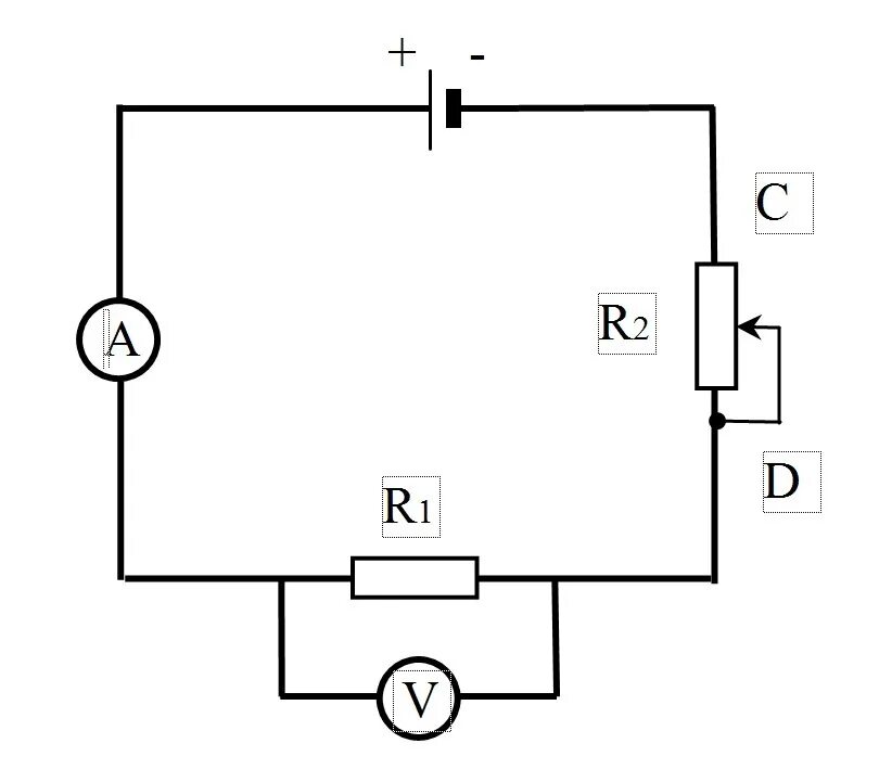 Реостат с максимальным сопротивлением r. Подключение вольтметра к реостату на схеме. Ползунок реостата. Точка ползунка реостата. Схема с реостатом и амперметром.