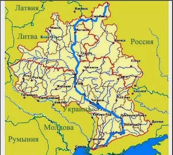 Карта рек россии и украины