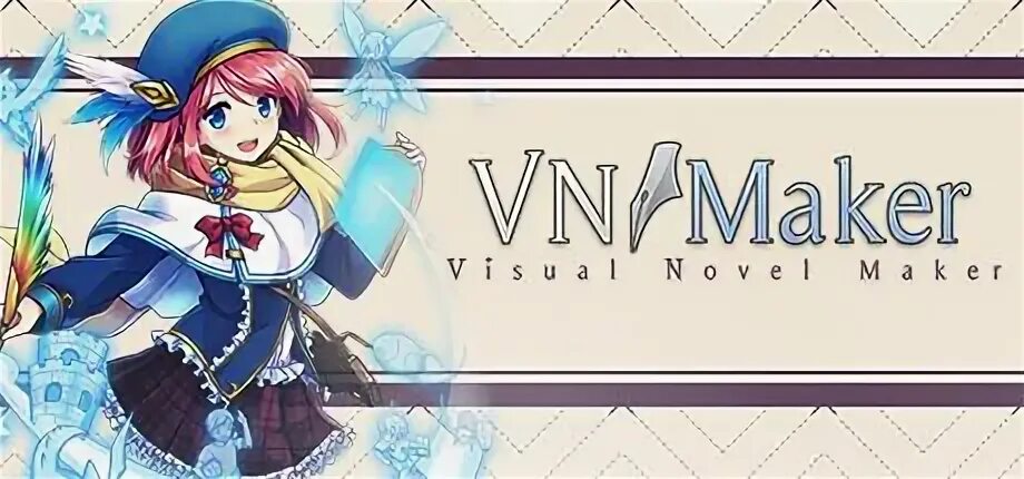 Visual maker. Visual novel maker. visual novel maker - live2d dlc. visual novel maker logo.