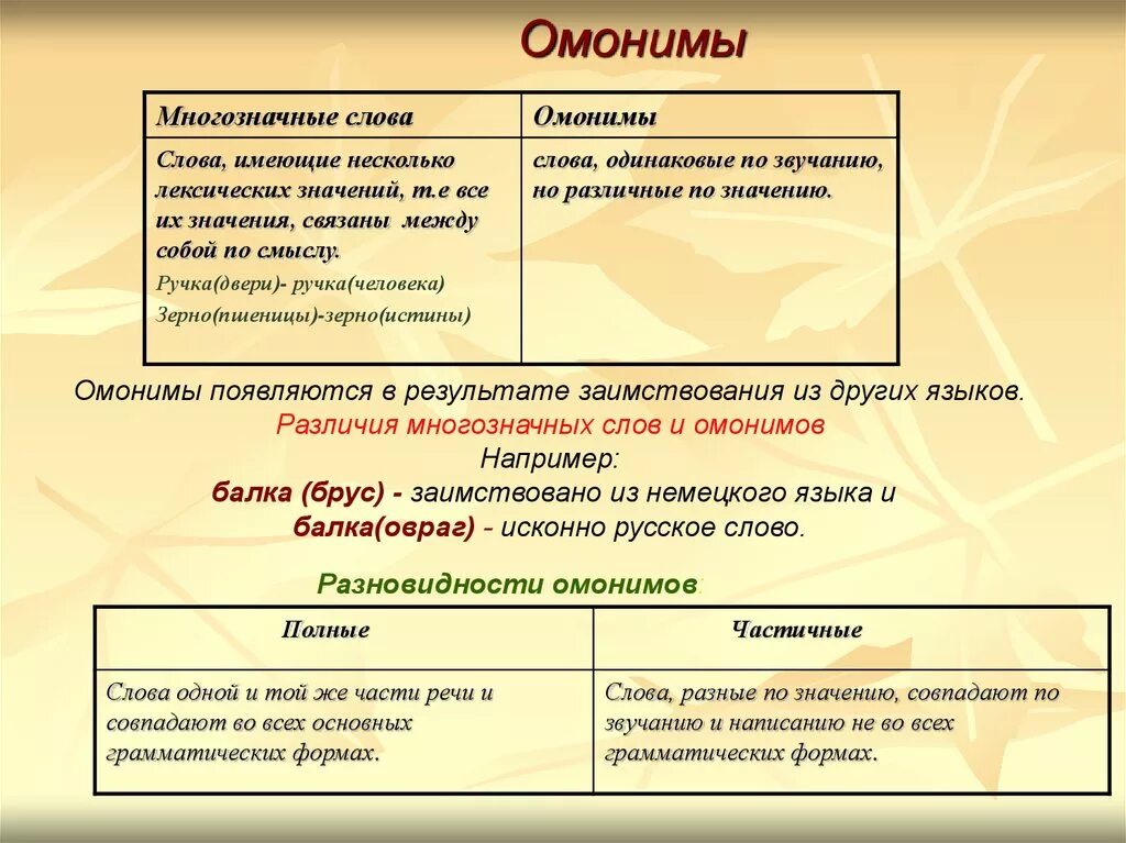 Слова одинаковое по звучанию и значению