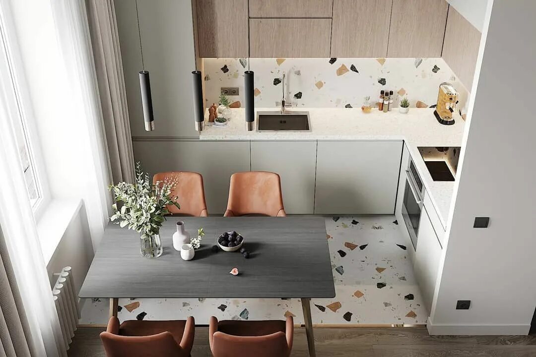 Дизайн кухни-гостиной 20 кв. м. - 35 фото интерьеров от IVD.ru Small kitchen des