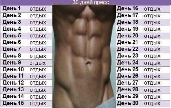 Программа пресса на 30 дней в домашних условиях