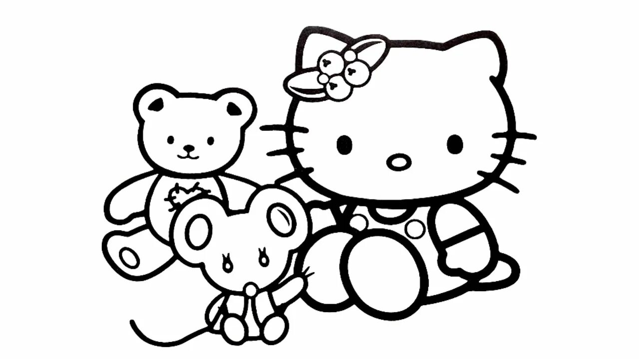 Coloring Hello Kitty And Friends Coloring Book Page! Cute Hello Kitty Drawing Fo