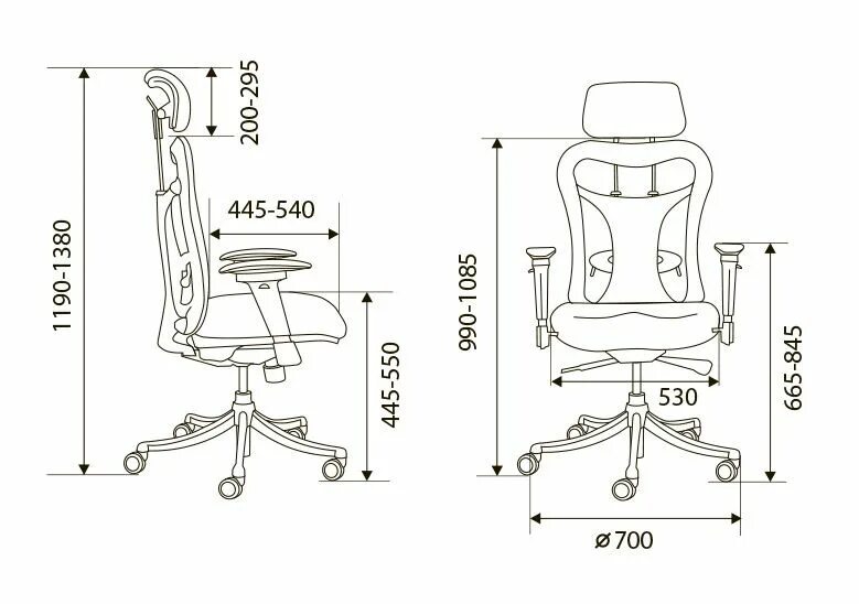 Кресла офисные высота спинки
