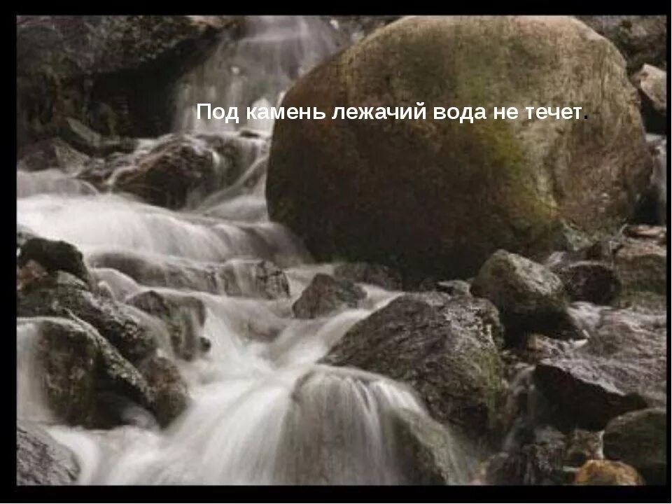 Подлежащий камень не течет. Под лежачий камень вода не течёт. Лежачий камень. Вода течет под лежачий камень. Под лежачий камень не течет.
