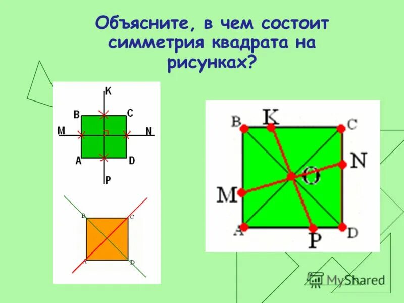 Сколько осей симметрии имеет квадрат ответ. Симметрия квадрата. Осевая симметрия квадрата. Оси симметрии квадрата. Осей симметрии у квадрата.